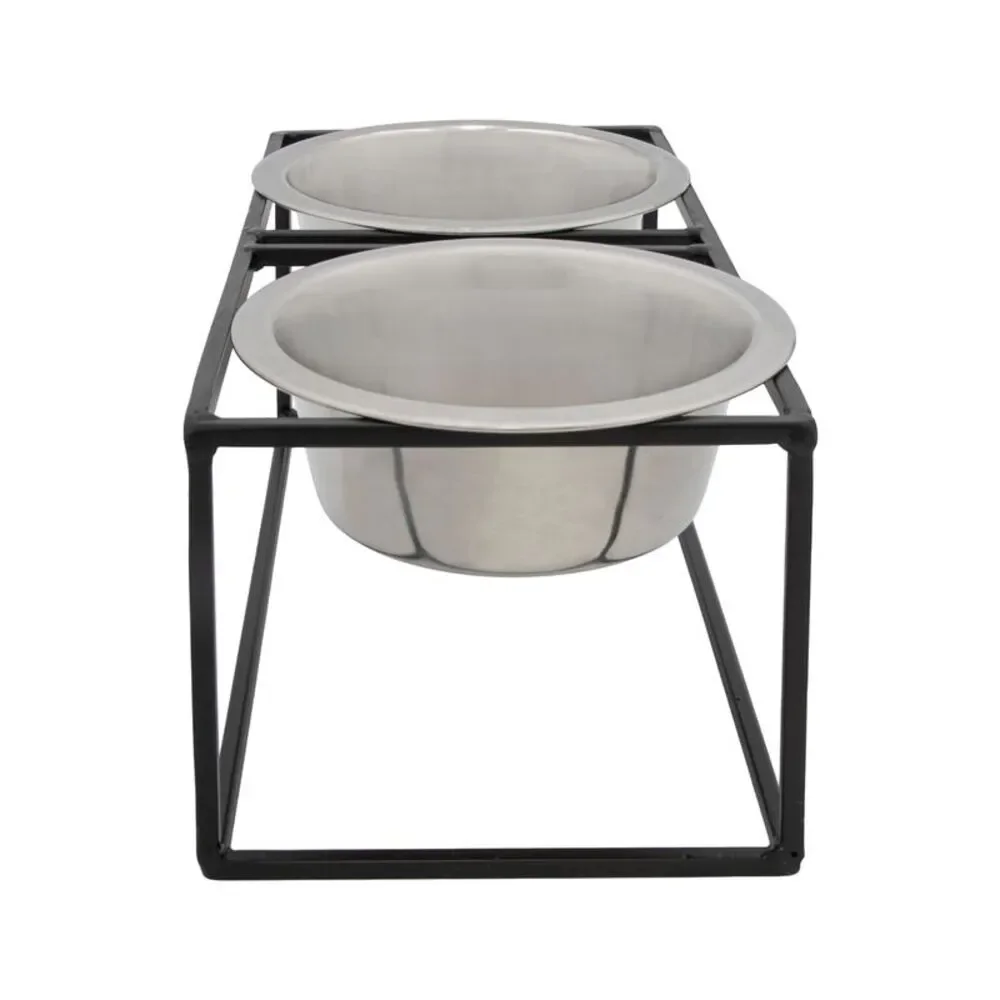 Stainless Steel Pet Bowl and Water Bowl Set with Raised Frame